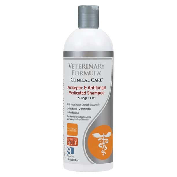 Veterinary Formula Clinical Care Antiseptic and Antifungal Shampoo for Dogs and Cats, 16 oz – Medicated Shampoo to Relieve, Heal and Soothe Fungal and Bacterial Skin Infections, White (FG01320)